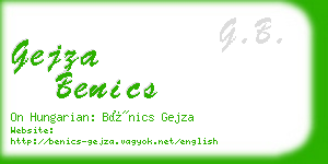 gejza benics business card